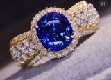 Sapphire Gemstone  &  White Topaz Ring -  خاتم الزفير - الياقوت الازرق