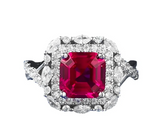 Ruby & White Topaz Ring | الياقوت الأحمر والتوباز الأبيض