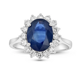 Sapphire Gemstone & White Topaz Ring - 2 carat Sapphire  -  خاتم الزفير - الياقوت الازرق