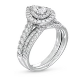 Moissanite Diamond Ring - خاتم الماس موزنايت - توينز قطعتين
