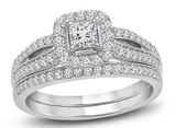 Moissanite Diamond Ring - خاتم الماس موزنايت - توينز قطعتين