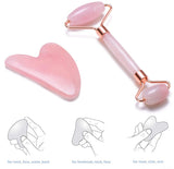 رولار الروز كوارتز مع الجواشا  -  rose quartz and gua sha set