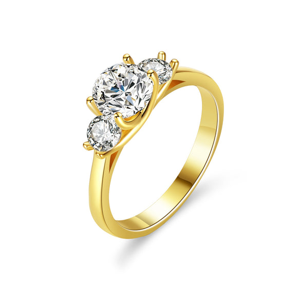 Moissanite Diamond Ring - 1ct/0.3ct*2  -  خاتم ألماس الموزنايت