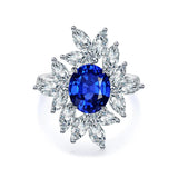 Sapphire Gemstone  &  White Topaz Ring -  خاتم الزفير - الياقوت الازرق