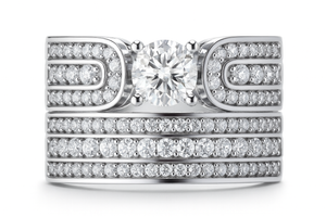 1ct -Brilliant Moissanite Diamond Ring - خاتم الماس موزنايت - قطعتين