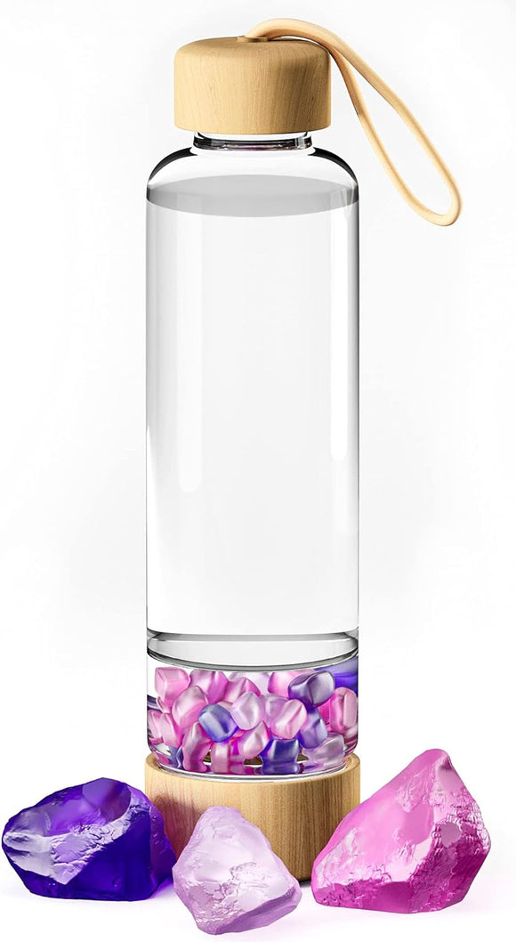 زجاجة ماء الكريستال- Crystal Water Bottle |زجاجة حجر الكوارتز البنفسجي