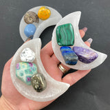 SELENITE PLATE MOON  -  وعاء السيلنايت لتنظيف وشحن الأحجار الكريمة