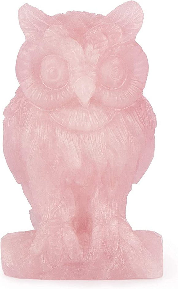 Rose quartz stone owl - بومة الروز كوارتز