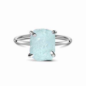 Aquamarine Raw Crystal Ring- خاتم حجر الأكوامرين