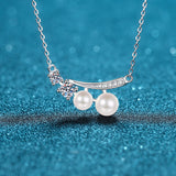 Moissanite Diamond and Pearl Necklace |   قلادة الماس الموزنايت واللؤلؤ