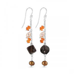 Smoky and Black Sunstone Earring - حلق حجر الشمس الأسود والسموكي كوارتز