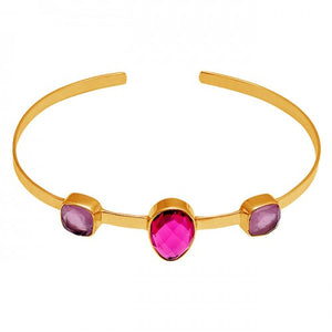 Amethyst + Pink Quartz Bangle اسوارة الامثيست و الروز كوارتز