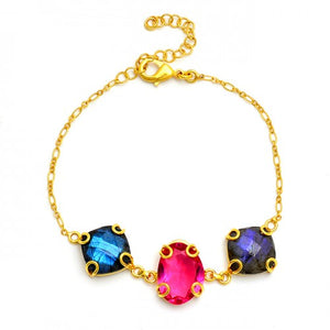 Labradorite + Pink Quartz Bracelet- اسوارة اللابرودرايت و الروز كوارتز