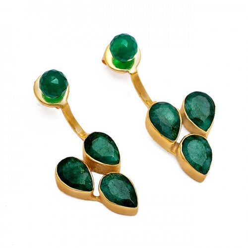Green Onyx + Emerald Earrings- حلق الزمرد، و الاونيكس الاخضر