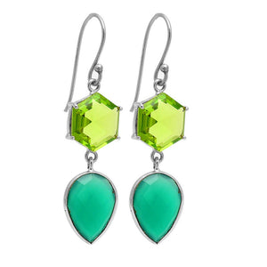 Peridot + Green Onyx Earrings- حلق الزبرجد و الاونيكس الاخضر