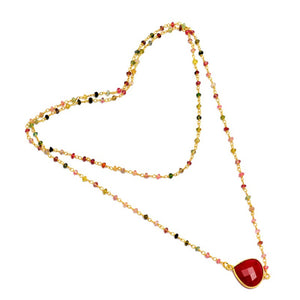 Ruby Jade + Tourmaline necklace for kids- قلادة حجر الروبي و التورمالين للاطفال