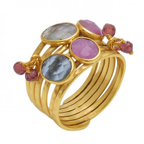 Tourmaline + Garnet Beads Ring- خاتم حجر التورمالين و الجارنيت