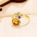 Gold-Plated Natural Citrine Ring -  خاتم حجر السترين