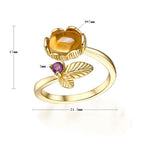 Gold-Plated Natural Citrine Ring -  خاتم حجر السترين