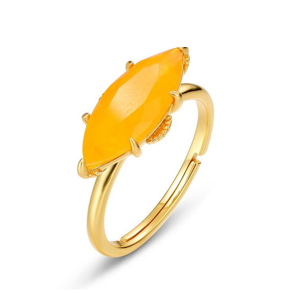 Marquise Chalcedony Ring	- خاتم حجر العقيق الاصفر