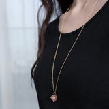 Natural Rose Quartz Sweater Necklace - قلادة حجر الروز كوارتز