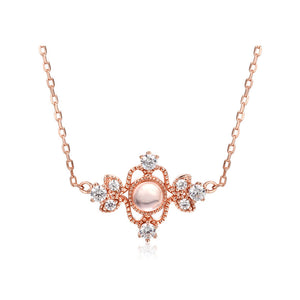 Natural Rose Quartz Necklace - قلادة حجر الروز كوارتز