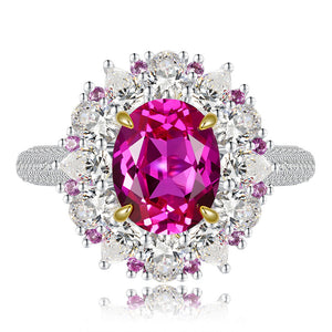 Pink Spinel & White Topaz Ring - خاتم الإسبنيل الوردي  والتوباز الابيض