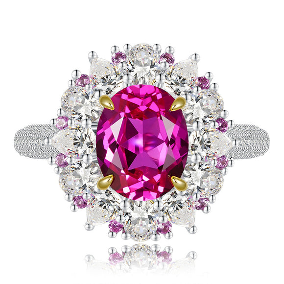 Pink Spinel & White Topaz Ring - خاتم الإسبنيل الوردي  والتوباز الابيض