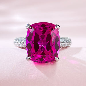 Pink Spinel & White Topaz Ring - خاتم الإسبنيل الوردي  والتوباز الابيض