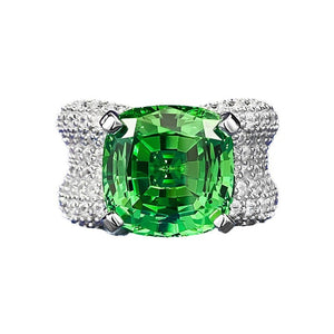 Green  Quartz & White Topaz Ring - خاتم الكوارتز الاخضر  والتوباز الابيض