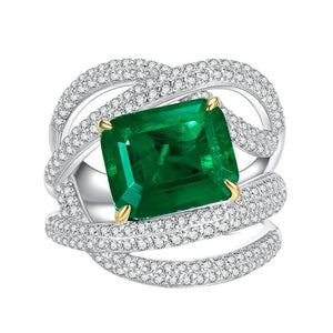 Emerald & White Topaz Ring - خاتم الزمرد والتوباز الابيض