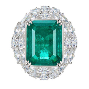 Emerald & White Topaz Ring - خاتم الزمرد والتوباز الابيض