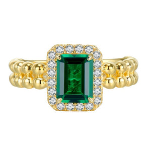 Emerald & White Topaz Ring - خاتم الزمرد والتوباز الابيض