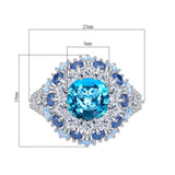 Sapphire & Blue Topaz & White Topaz Ring - خاتم الياقوت الازرق و التوباز الازرق