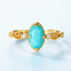 Amazonite and Zircon Ring - خاتم الامازونايت