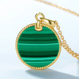 Light Luxury  Round Malachite Neckless - قلادة حجر المالاكيت