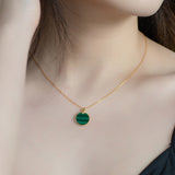 Light Luxury  Round Malachite Neckless - قلادة حجر المالاكيت