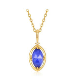 Vintage Lapis Lazuli White Crystal Double-side Neckless- قلادة حجر الازورد