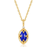 Vintage Lapis Lazuli White Crystal Double-side Neckless- قلادة حجر الازورد