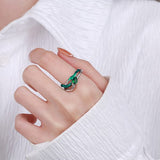 Irregular Lines green quartz Open Ring - خاتم الكوارتز الاخضر