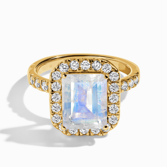 Moonstone & White Topaz Ring - خاتم حجر القمر