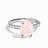 Rose Quartz Raw Crystal & White Topaz Ring - خاتم الروز كوارتز والتوباز الأبيض النقي