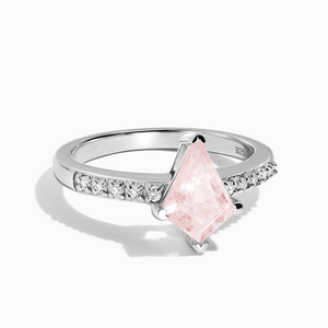 Rose Quartz & White Topaz Ring -خاتم حجر الروز كوراتز