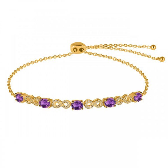 Amethyst & White Topaz Bracelet  -إسوارة حجر الامثيست