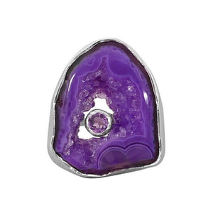 Agate (Purple) Ring -  خاتم العقيق البنفسجي مع الأمثيست