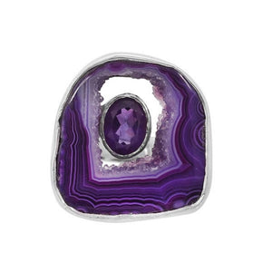 Agate (Purple) Ring - خاتم العقيق البنفسجي مع الأمثيست