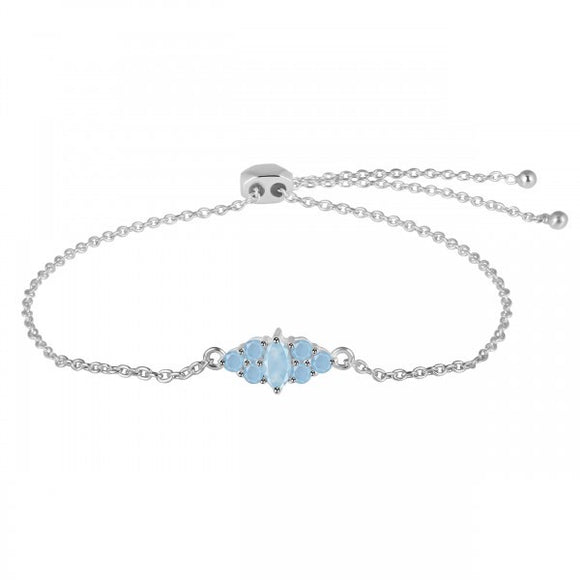 Aquamarine  & White Topaz Bracelet - اسوارة حجر الأكوامرين والتوباز الأبيض النقي