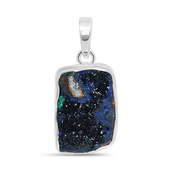 Azurite Druzy Pendant - تعليقة حجر الازورايت