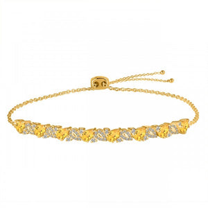 Citrine & White Topaz Bracelet - اسوارة السترين والتوباز الابيض | Yellow Gold Vermeil 2.5 Micron