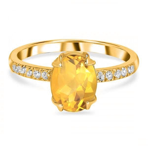 Citrine & White Topaz Ring- خاتم حجر السترين و التوباز الأبيض
